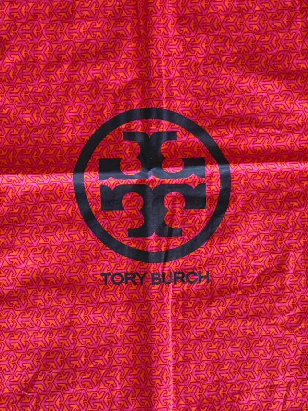 Tory Burch Drawstring Dust Bag Orange Pink Geometric Print Extra Large 23.5 x 22